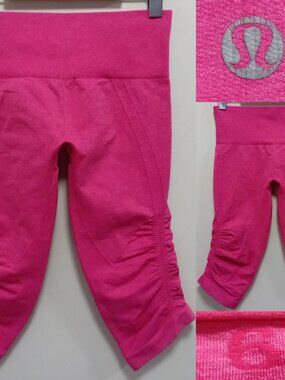 Lululemon In The Flow Crop II Heathered Jewelled Magenta Seamless Pink 6 Small